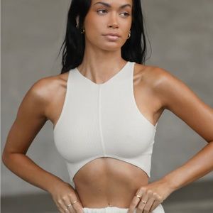 NWOT Joah Brown Curve Crop Tank XS/S - Bone Flexrib (cream)